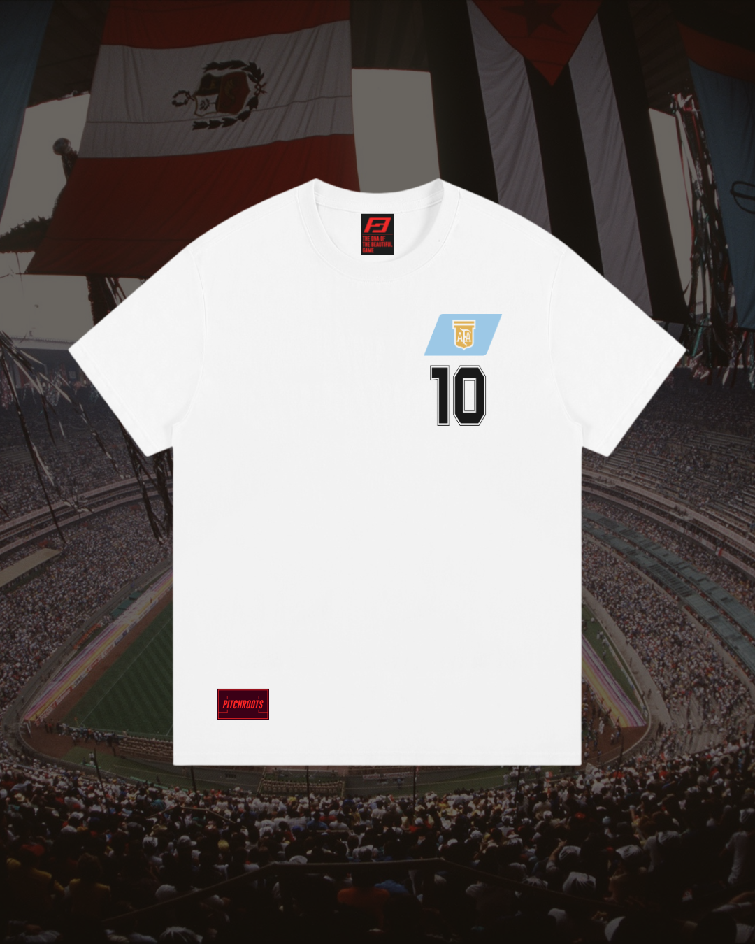 Maradona 1986 WC GOAT T-Jersey - White