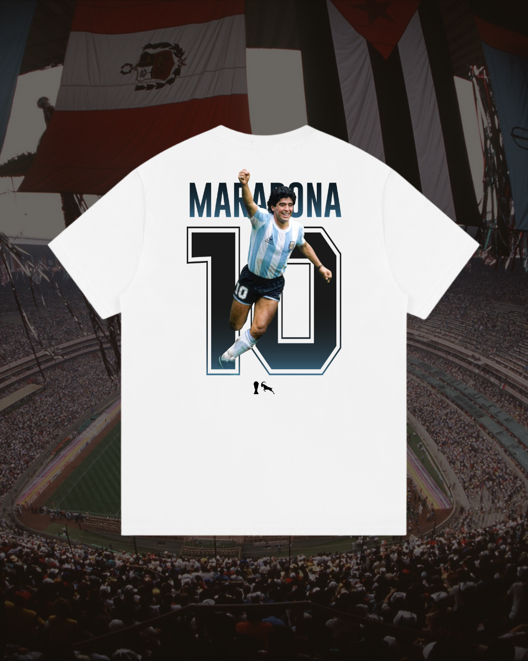 Maradona 1986 WC GOAT T-Jersey - White