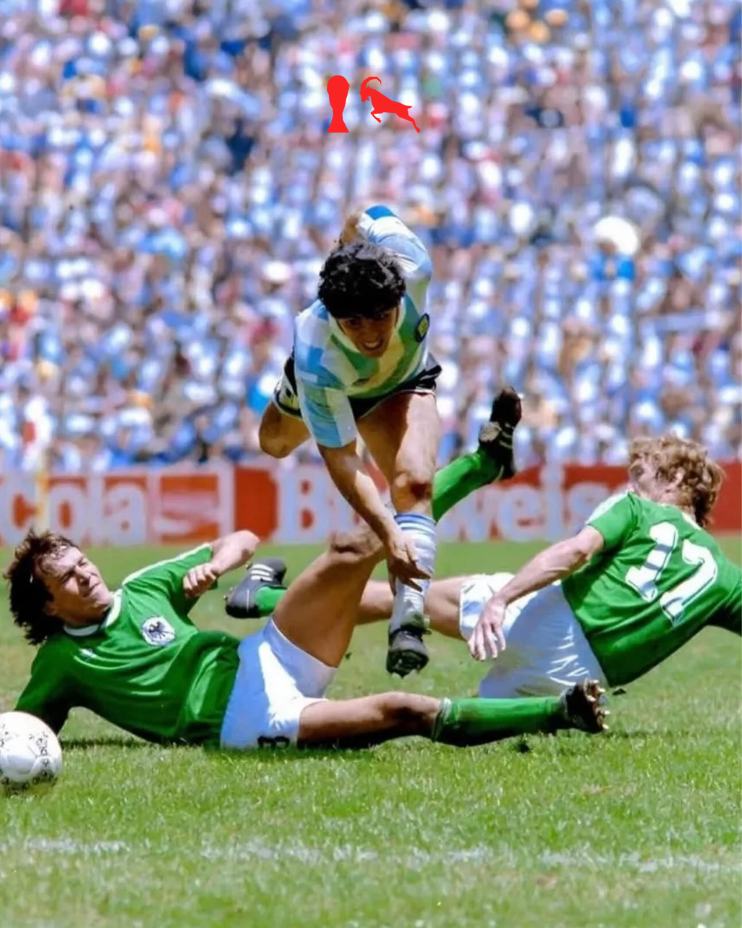 Maradona 1986 WC GOAT T-Jersey - White